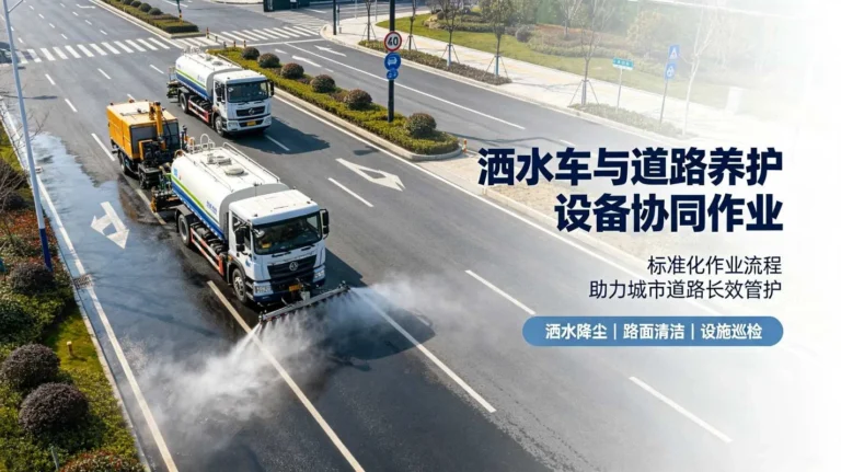 洒水车与道路养护设备协同作业
