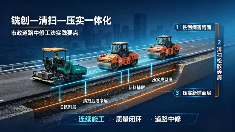 铣刨—清扫—压实一体化：市政道路中修工法实践要点